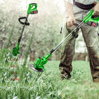 LANHA 21V Cordless Grass Trimmer, with 7500 Battery and Charger Battery Lawn Trimmer Telescopic Handle 8000rpm Electric Lawn Mower 5 X Nylon Blade 2 X Steel Blade 1 X Alloy Blade
