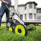 Sun Joe FBA MJ502M 20-Inch Manual Reel Mower w/ 8.5-Gallon Grass Catcher, 9-Position Height Adjustment, Foam Grip, Compact Design, Green