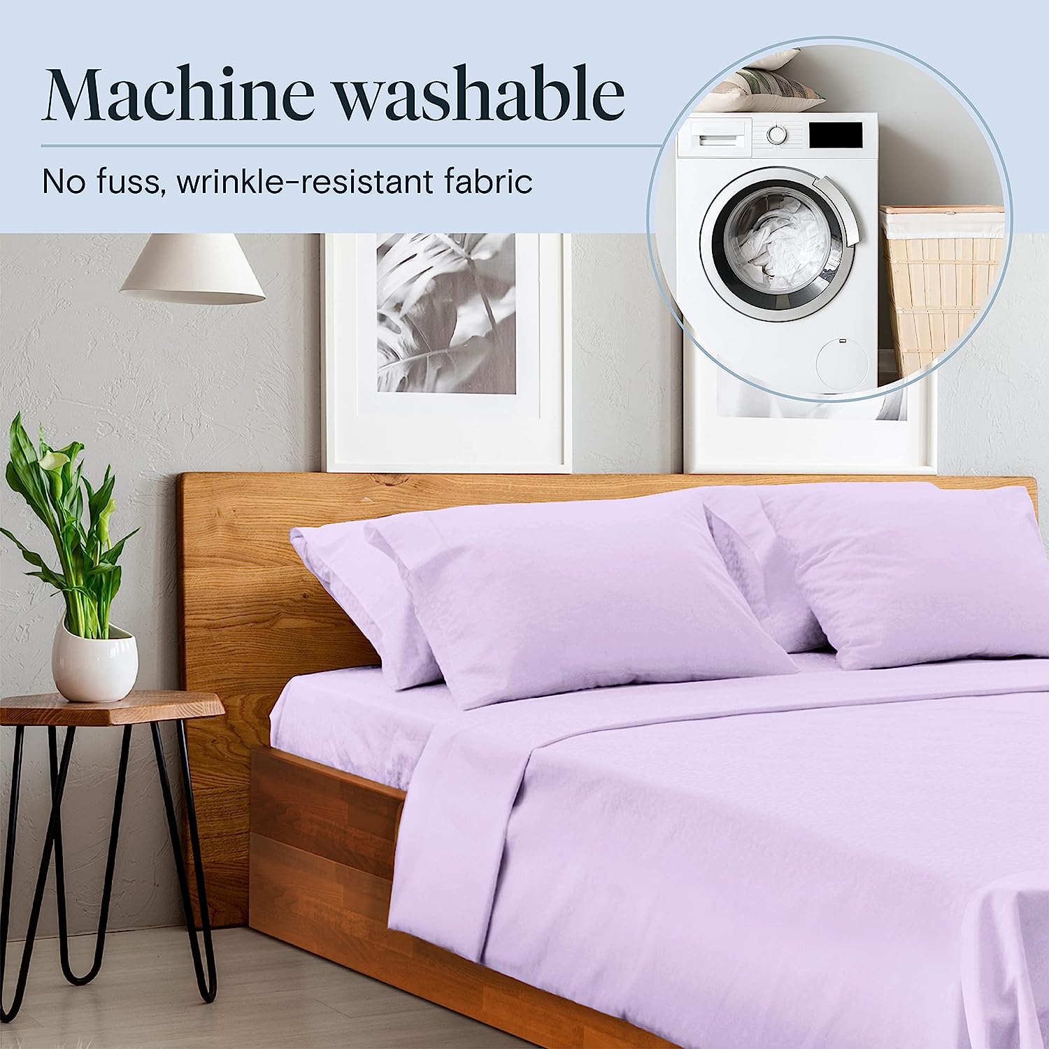 LuxClub 6 PC Full Size Sheet Set Bamboo Sheets Deep Pockets 18" Eco Friendly Wrinkle Free Cooling Sheets Machine Washable Hotel Bedding Silky Soft - Periwinkle Full