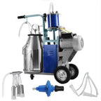 25L Electric MilMachine Piston Milker with Regulator and  Steel Bucket for Cows Goats Sheep MiFarm Suction Milk Machine 6.6Gallon 110V