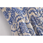 vintage ruffled long hollow embroidery dress