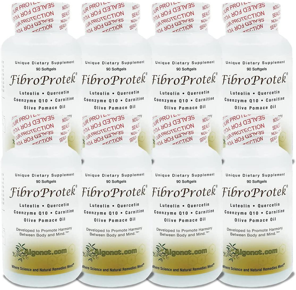 FibroProtek 8 Bottle Pack, Luteolin & Quercetin Included in an Exclusive Combination of Ingredients Including Olive Pomace Oil