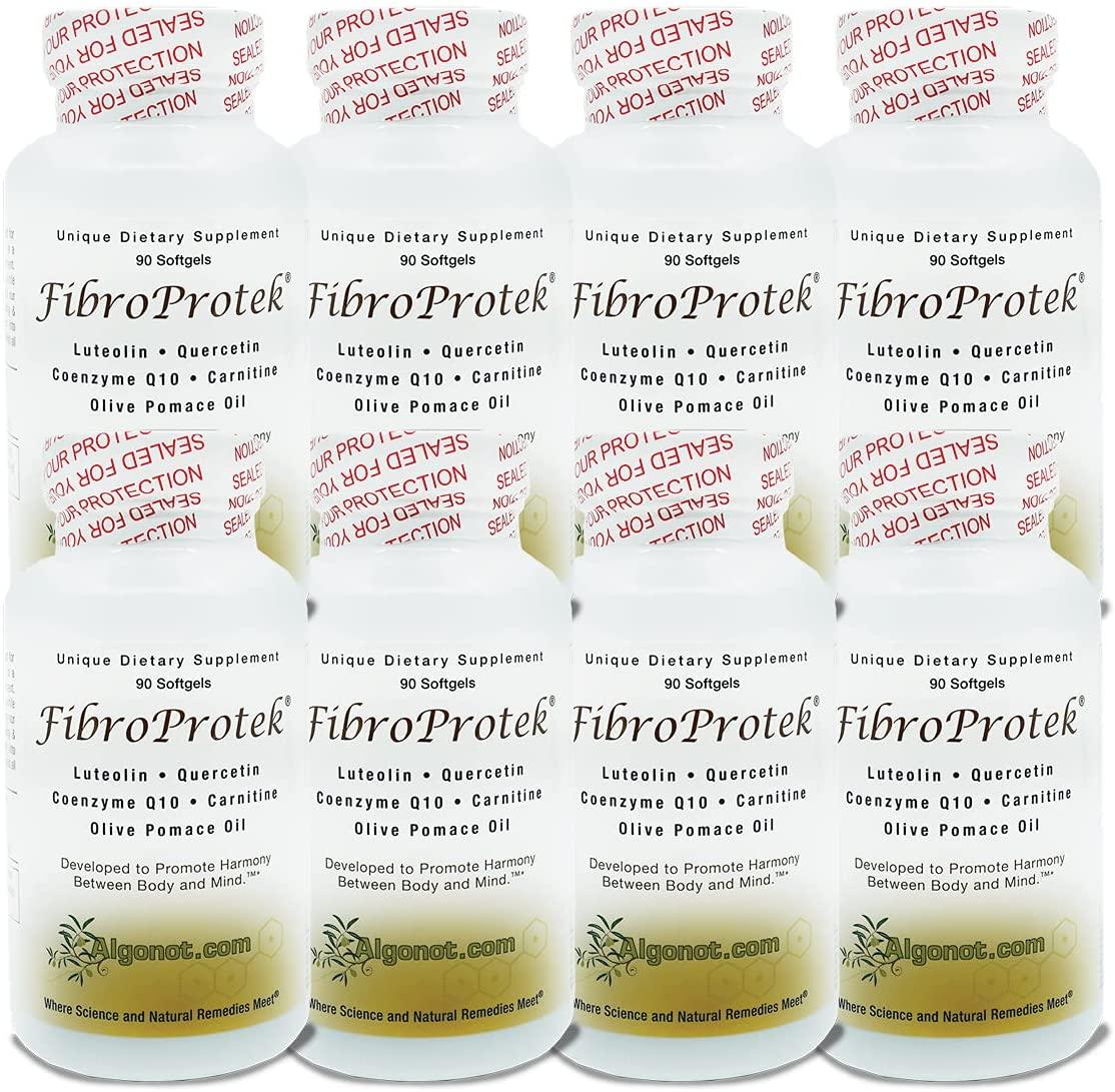 FibroProtek 8 Bottle Pack, Luteolin & Quercetin Included in an Exclusive Combination of Ingredients Including Olive Pomace Oil