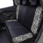 Flying Banner car seat Covers Protects Zebra Printing Velvet Faux Leather Carbon Fiber Front and Rear Bench Full Set (Zebra Black, Full Set - 8PCS)
