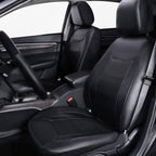 Flying Banner car seat Covers Protects Water Proof Faux Leather Carbon Fiber Front and Rear Bench (Black, Full Set - 8PCS)