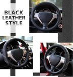 Elantrip Leather Steering Wheel Cover 15 1/2 to 16 inch Universal Large Soft Grip Breathable for Car Truck SUV Jeep Anti Slip Black