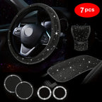 7Pcs Car Decoration Kit, Car Accessories, Car Steering Wheel Covers Set For Women, Bling White Artificial Diamond,  Center Console Cover Pad