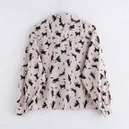 women's cat print blouse