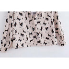 women's cat print blouse