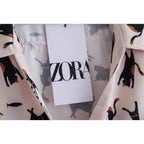 women's cat print blouse