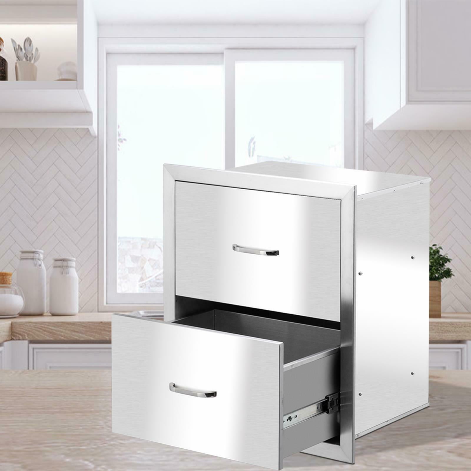 Multi-size Outdoor Kitchen Drawer BBQ  Steel Access Drawer Silver