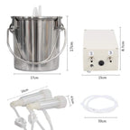 Goat MilMachine, Electric Automatic Pulsation Vacuum Milker,Portable Pulse Breast Pump with 2 Teat Cups  Steel Bucket for Goats（3L）