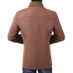 casual thick stand collar patchwork single breasted woolen coat for men