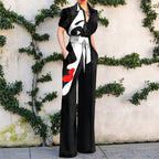 Women Chic Fashion Art Abstract Print Jumpsuit