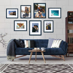 upsimples 16x20 Picture Frame Set of 5, Display Pictures 11x14 with Mat or 16x20 Without Mat,Wall Gallery Poster Frames,Navy Blue