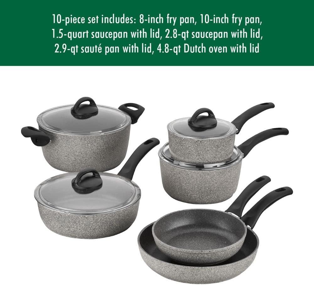 BALLARINI Parma 10-pc Nonstick Pots and Pans Set, Dutch Oven, Made in Italy, Forged Aluminum