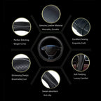 Gomass Car Steering Wheel Cover, Anti-Slip, Safety, Soft, Breathable, Heavy Duty, Thick, Full Surround, Sports Style (Black with Gray Line)