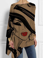 Ladies character abstract art print T-shirt