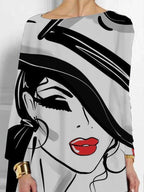 Ladies character abstract art print T-shirt
