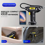 120W Portable Car Air Compressor: Inflate Your Tires With Ease - Wireless &amp; Wired Handheld Pump With LED Light