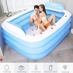 ZABB Family Inflatable Swimming Pool - Thickened Inflatable Pool, 3-Ring Inflatable Pool, Portable Pool for Baby, Kiddie, Kids, Adult, Outdoor, Garden, Backyard, Summer Water Party
