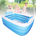 ZABB Family Inflatable Swimming Pool - Thickened Inflatable Pool, 3-Ring Inflatable Pool, Portable Pool for Baby, Kiddie, Kids, Adult, Outdoor, Garden, Backyard, Summer Water Party
