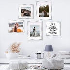 upsimples 8x12 Picture Frame Set of 5, Display Pictures 6x8 with Mat or 8x12 Without Mat, Wall Gallery Photo Frames, Silver