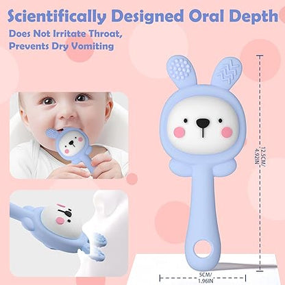 2 Pcs Teething Toys for Baby, Silicone Bunny Teether Toy for Teething Relief, Baby Chew Toys Sore Gums, Teethers 0-6 Months Gift