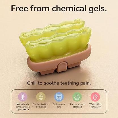 2 Pcs Baby Teether Toy - Water Fillable Teething Relief for Infants 0-12 Months, Silicone Baby Teething Toys Chill Teether, Cools & Massages Sore Gums (Green Cactus)