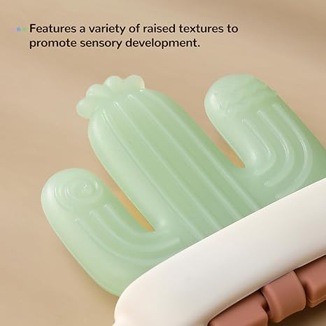 2 Pcs Baby Teether Toy - Water Fillable Teething Relief for Infants 0-12 Months, Silicone Baby Teething Toys Chill Teether, Cools & Massages Sore Gums (Green Cactus)